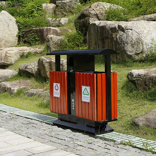 景區(qū)公園必備的景觀設施鋼木垃圾箱、與園林椅